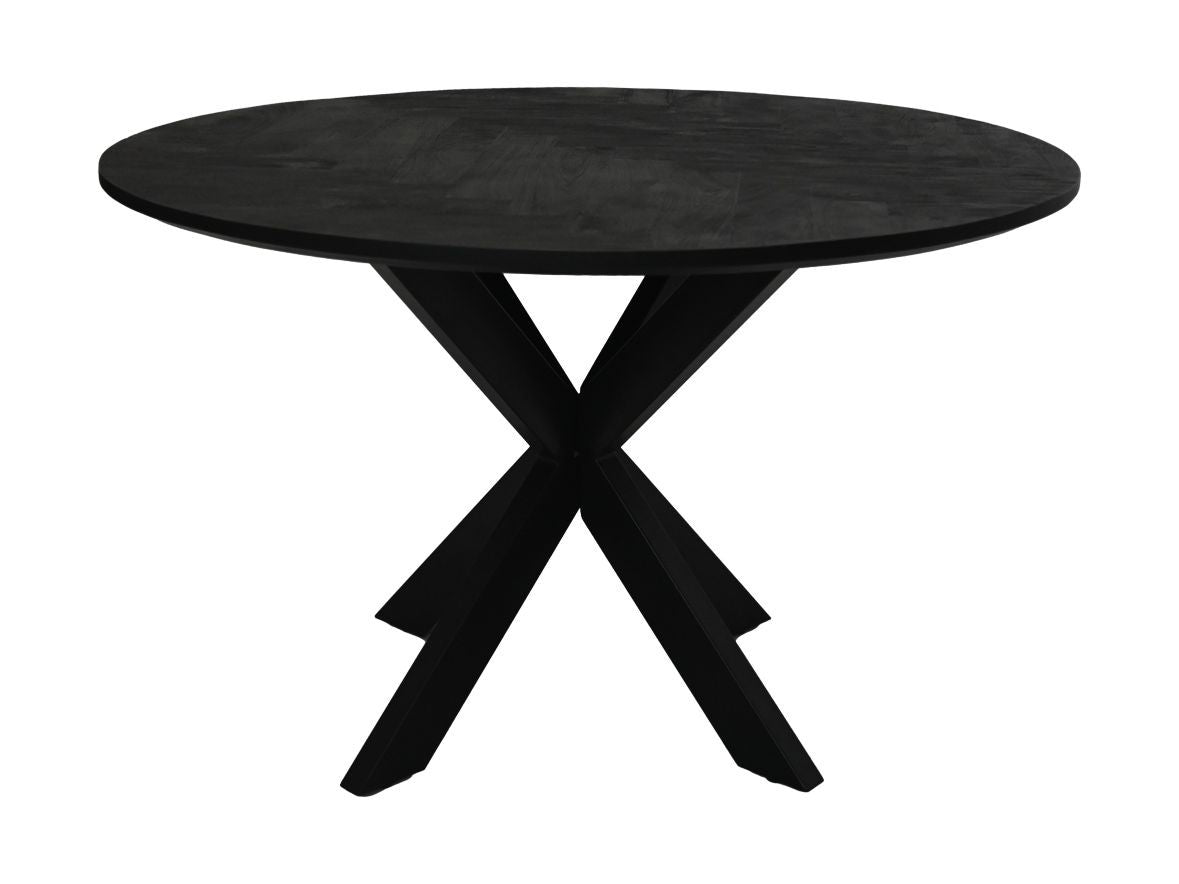 HSM Kollektion-Runder Esstisch Mosaik-140x140x77-Schwarz-Mango/Metall