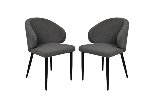 HSM Collection-Eetkamerstuhl Yuna S/2-60x54x82.5-Grau/Schwarz-Stoff/Metall