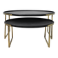 HSM Collection - Ovaler Couchtisch Paulson S/2 - 90x60x45/70x50x35 - Schwarz/Gold - Mango/Metall