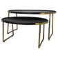 HSM Collection - Ovaler Couchtisch Paulson S/2 - 90x60x45/70x50x35 - Schwarz/Gold - Mango/Metall