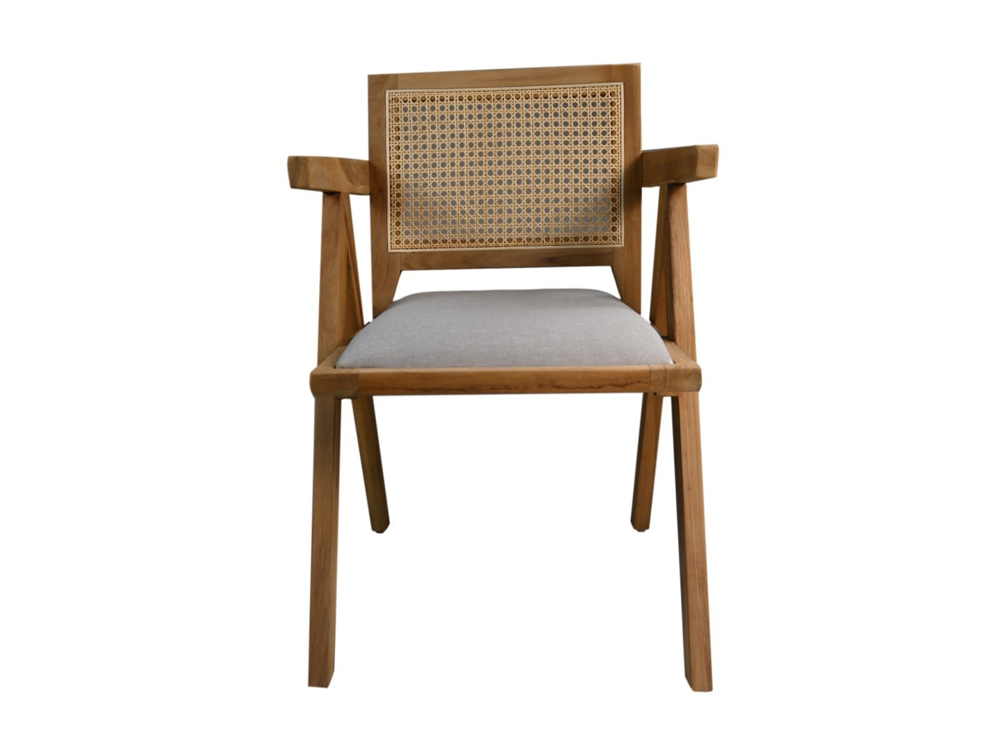 HSM Collection-Esszimmerstuhl Phi+ Sitz-52x54x83-Natur/Grau-Teak/Stoff