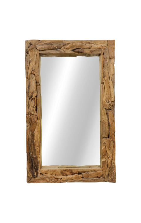 HSM Kollektion-Rechteckiger Spiegel Root-240x7-9x140-Natur-Teak