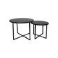 HSM Collection-Runde Beistelltische S/2-ø61x45/ø46x39-Schwarz-Marmor/Metall