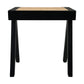 HSM Collection-Hocker Akzent-42x32x45-Schwarz/Natur-Mahagoni/Rattan