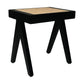 HSM Collection-Hocker Akzent-42x32x45-Schwarz/Natur-Mahagoni/Rattan