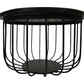 HSM Collection-Runde Beistelltische Maden S/2-ø60x33/ø45x30-Schwarz-Mango/Metall