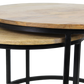 HSM Collection-Runde Beistelltisch Ronin S/2-ø70x46 / ø55x40-Natur/Schwarz-Mango/Metall