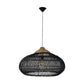 HSM Kollektion-Hängelampe-65x65x40-Schwarz/Natur-Rattan/Teak
