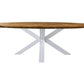HSM Kollektion - Ovaler Esstisch Fishbone-200x100x76-Natur/Weiß-Eiche/Metall