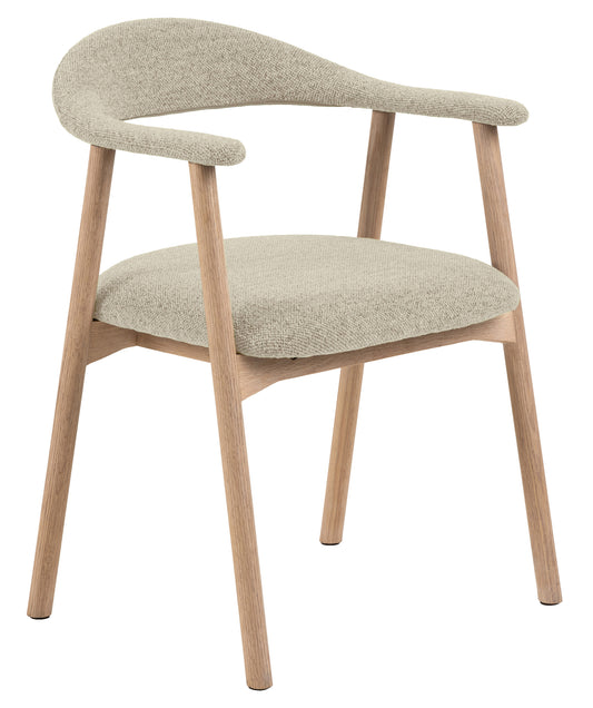 HSM Collection-Esszimmerstuhl Ella Mit Arm S/2-56x54x76-Sand/Weiß Pigmentiert-Stoff/Eiche