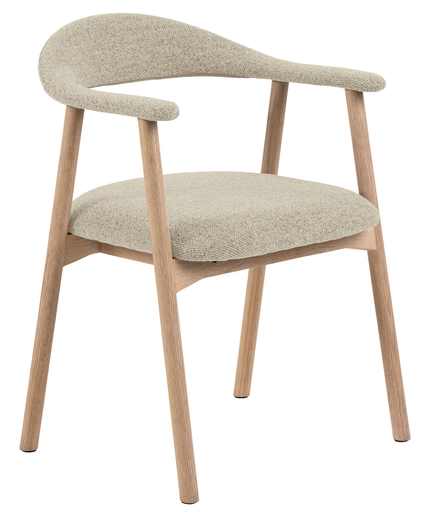 HSM Collection-Esszimmerstuhl Ella Mit Arm S/2-56x54x76-Sand/Weiß Pigmentiert-Stoff/Eiche