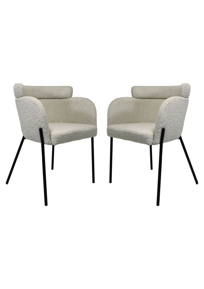 HSM Collection-Esszimmerstuhl Luca S/2-57x60x81-Weiß/Schwarz-Stoff/Metall