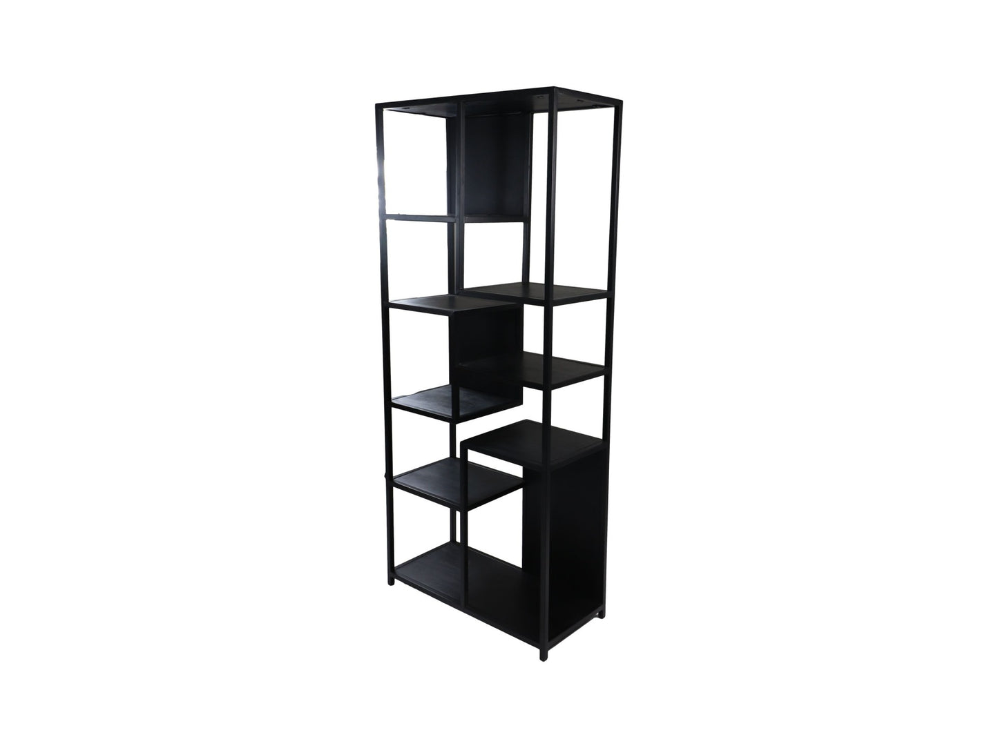 HSM Collection-Offenes Regal Levels-78x35x178-Schwarz-Mango/Metall