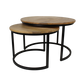 HSM Collection-Runde Beistelltisch Ronin S/2-ø70x46 / ø55x40-Natur/Schwarz-Mango/Metall