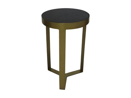 HSM Kollektion-Runder Beistelltisch-ø30x50-Schwarz/Gold-Marmor/Metall