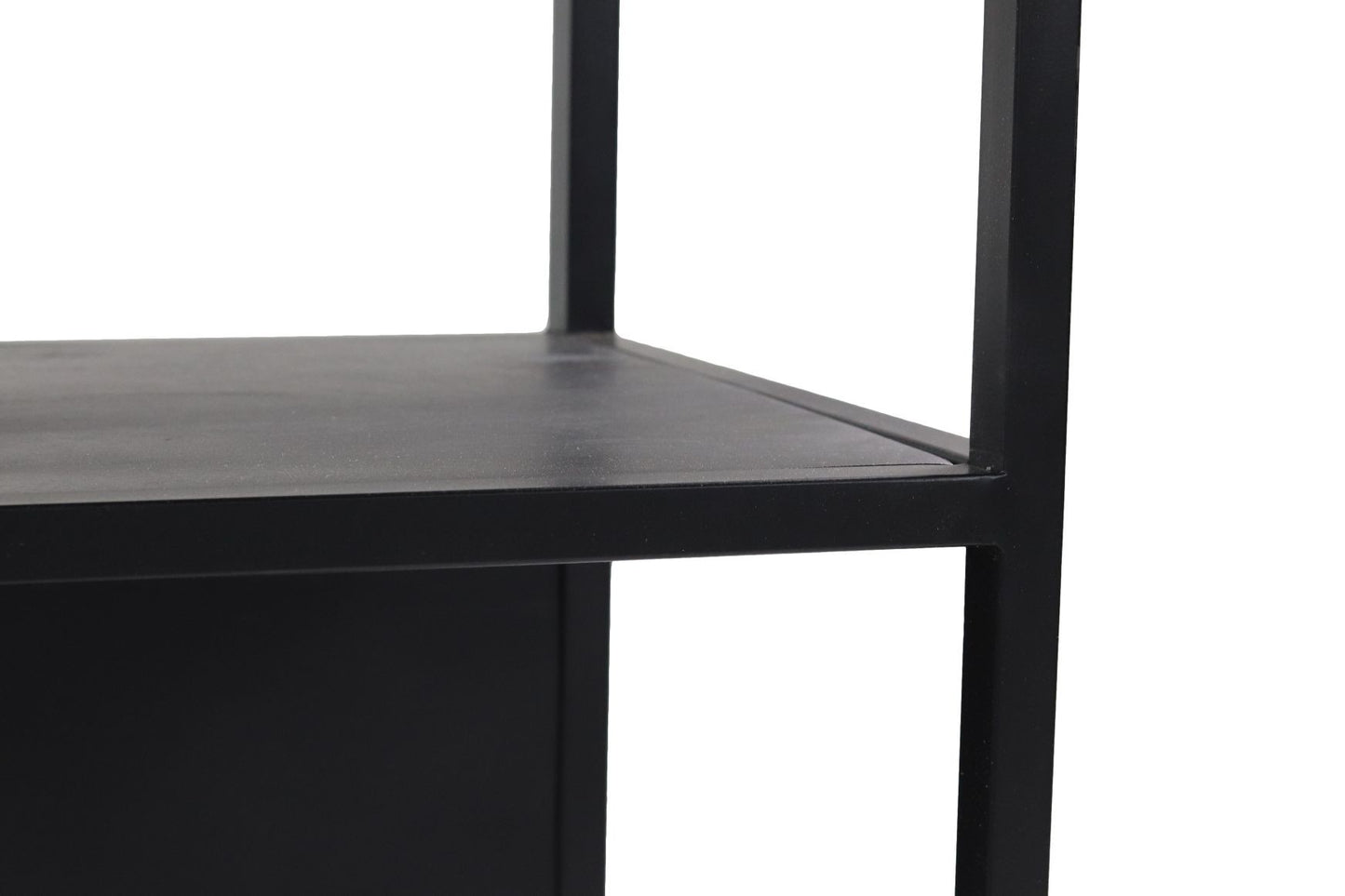 HSM Collection-Offenes Regal Levels-78x35x178-Schwarz-Mango/Metall