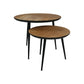 HSM Collection-Runde Beistelltisch Fishbone S/2-ø60x49/ø45x39-Natur-Schwarz/Schwarz-Eiche/Metall