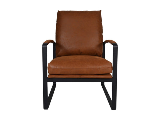 HSM Kollektion-Sessel Miami-95x65x95-Cognac/Schwarz-Leder/Metall
