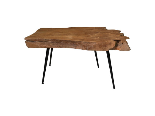 HSM Collection-Rechteckiger Couchtisch Root-80x50x43-Natur/Schwarz-Teak/Metall