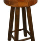 HSM Kollektion - Runder Barhocker Patchwork - 40x40x75 - Cognac/Braun - Leder/Teak