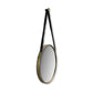 HSM Kollektion - Runder Spiegel mit Riemen - 49x3x68 - Gold/Schwarz - Metall/Kunstleder