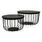 HSM Collection-Runde Beistelltische Maden S/2-ø60x33/ø45x30-Schwarz-Mango/Metall