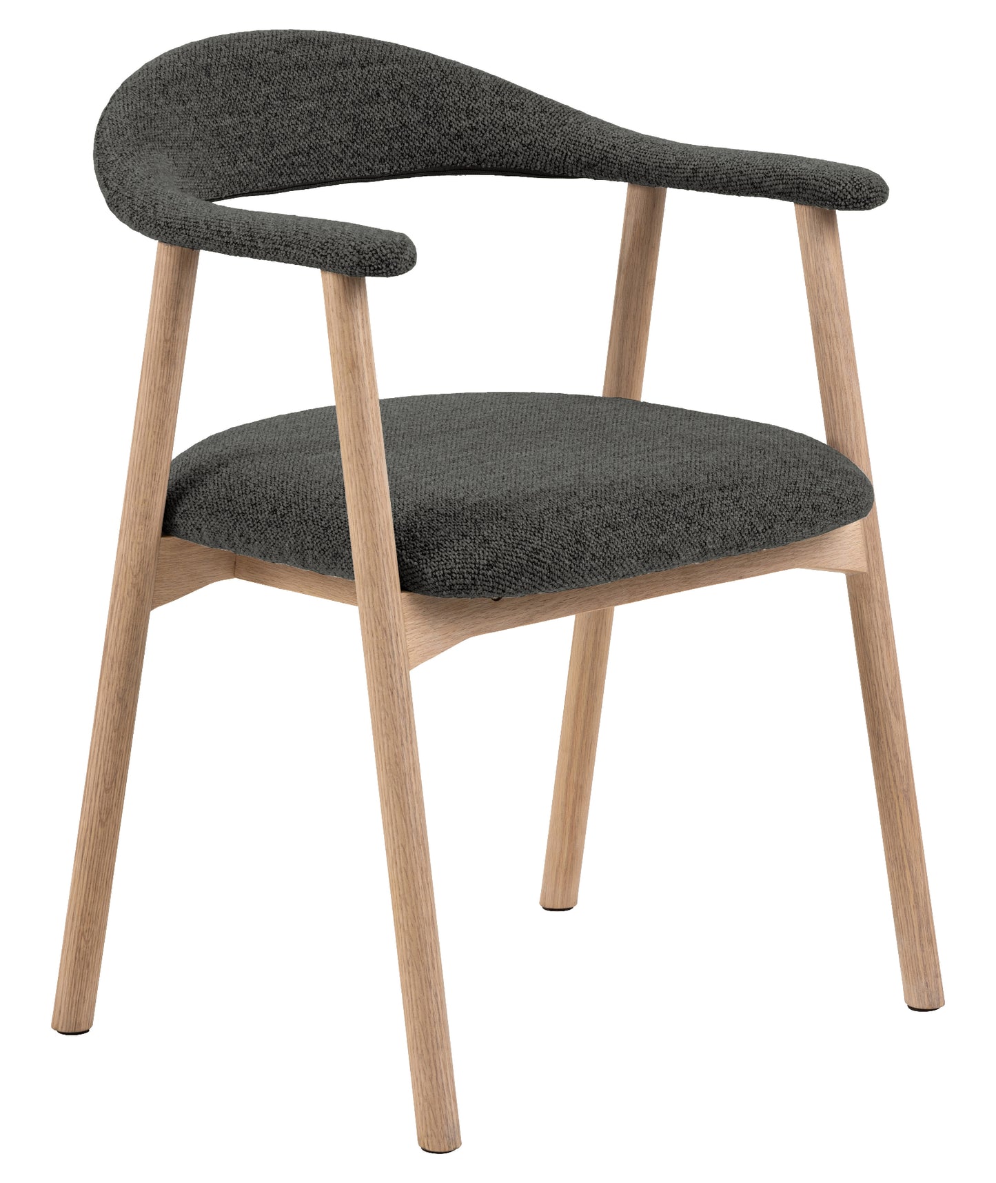 HSM Collection-Esszimmerstuhl Ella Mit Arm S/2-56x54x76-Grau/Weiß Pigmentiert-Stoff/Eiche