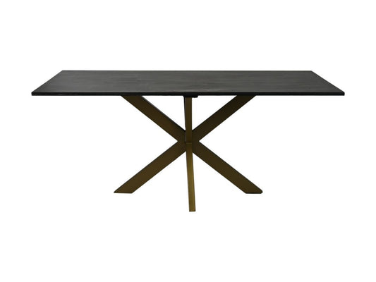 HSM Kollektion-Rechteckiger Esstisch aus Marmor-180x90x77-Schwarz/Gold-Marmor/Metall