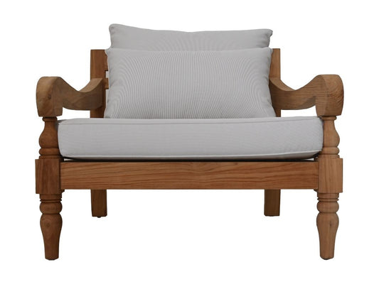 HSM Collection-Garten-Loungesessel Bahama-90x95x90-Natur/Weiß-Teak/Stoff