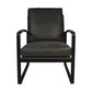 HSM Kollektion-Sessel Miami-95x65x95-Dunkelgrau/Schwarz-Leder/Metall