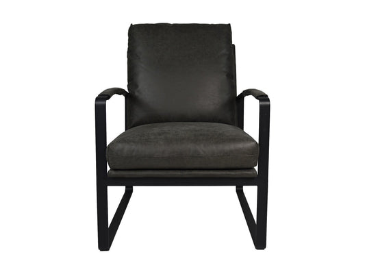 HSM Kollektion-Sessel Miami-95x65x95-Dunkelgrau/Schwarz-Leder/Metall