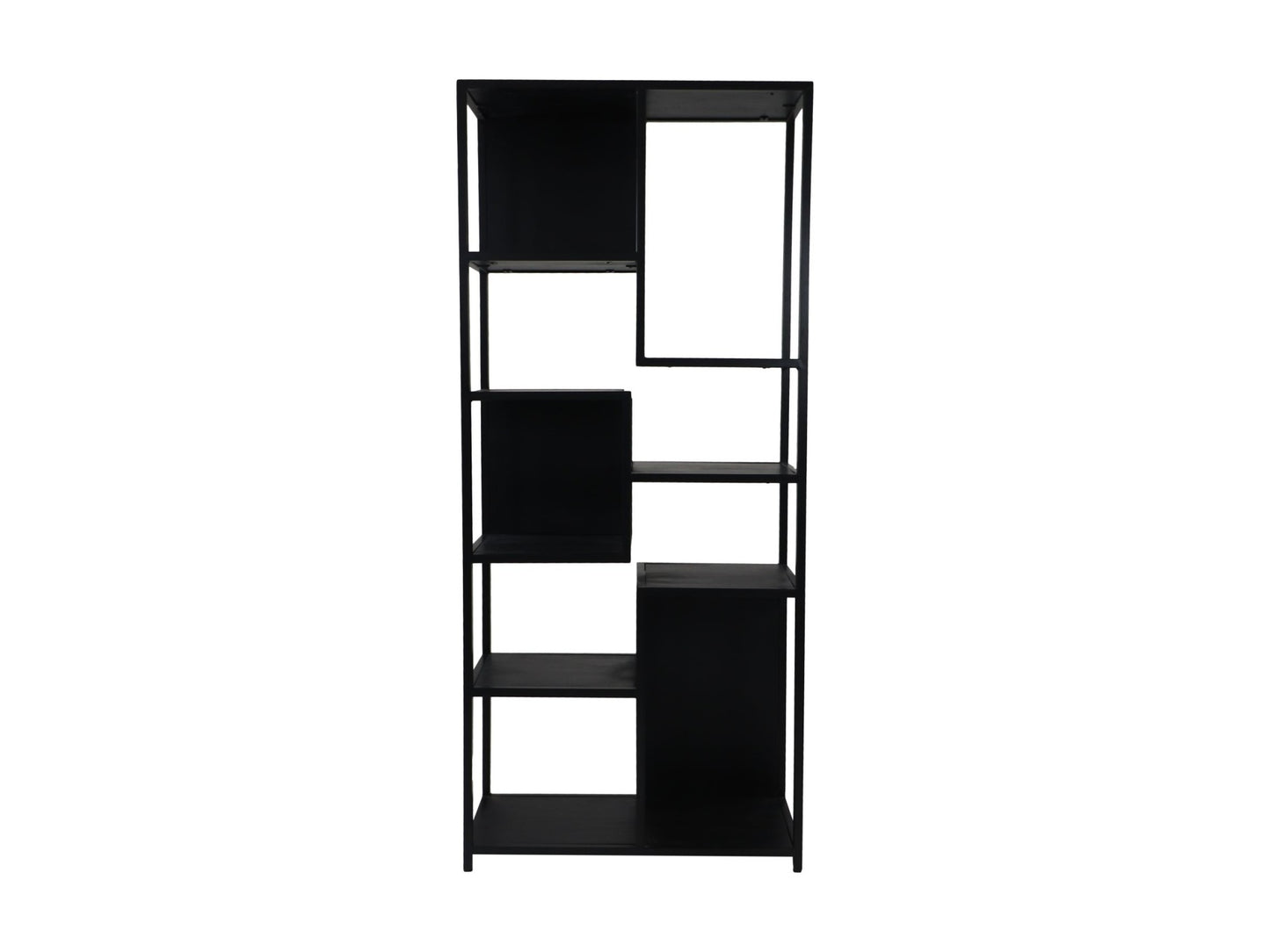 HSM Collection-Offenes Regal Levels-78x35x178-Schwarz-Mango/Metall
