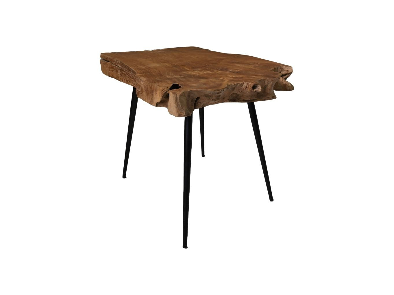 HSM Kollektion-Rechteckiger Couchtisch Root-80x50x53-Natur/Schwarz-Teak/Metall