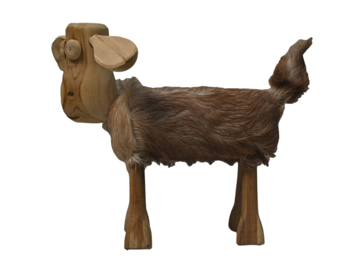 HSM Collection-Schaap Shawn Klein-32x14x32-Sortiert/Natur- Ziegenhaut/Teak