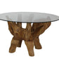 HSM Collection-Salontisch mit Glasplatte-ø60x45 (Glas ø 90)-Braun-Teak/Glas