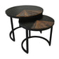 HSM Collection-Runde Beistelltisch Ronin S/2-ø60x45/ø45x40-Natur/Schwarz-Teak/Metall
