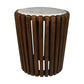 HSM Kollektion-Runder Beistelltisch-ø45x50-Braun/Weiß-Mango/Marmor