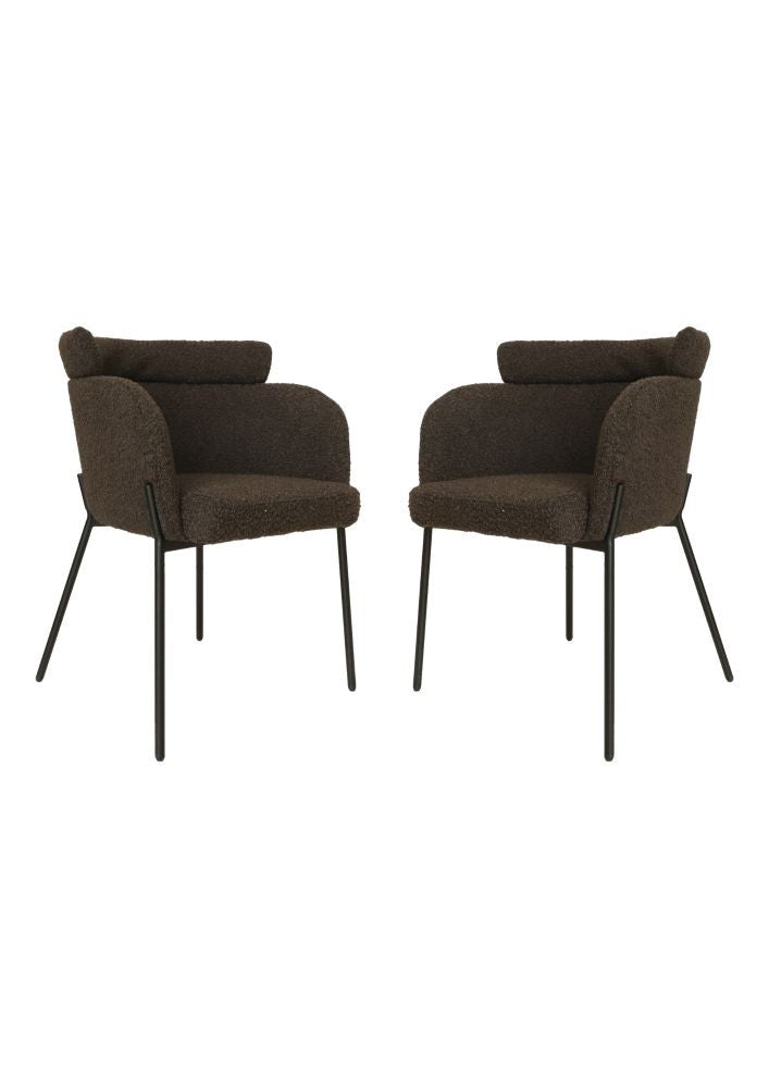 HSM Collection-Esszimmerstuhl Luca S/2-57x60x81-Braun/Schwarz-Stoff/Metall