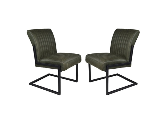 HSM Collection-Esszimmerstuhl Texas S/2-55x50x85-Grün/Schwarz-Leder/Metall