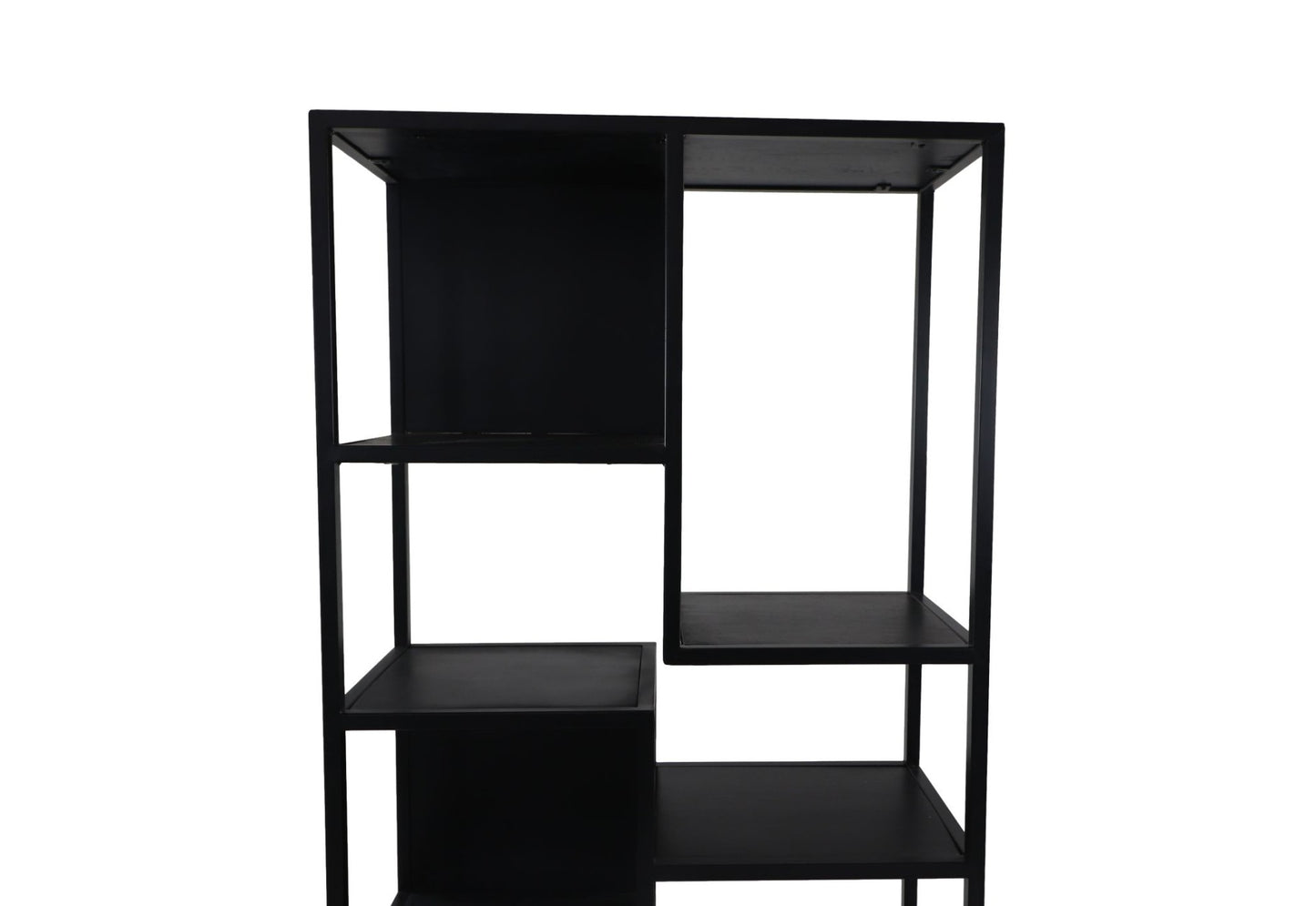 HSM Collection-Offenes Regal Levels-78x35x178-Schwarz-Mango/Metall
