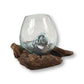 HSM Collection-Vase auf Wurzelholz-ø10x12-Braun-Teak/Glas