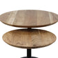 HSM Collection-Runde Beistelltisch Zürich -ø60x50/ø45x42-Natur/Schwarz-Akazie/Metall