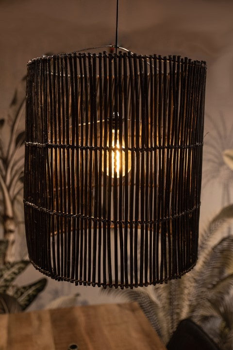 HSM Collection-Hängelampe-ø50x56-Schwarz-Rattan
