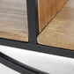 HSM Collection-Wandregal 3 Ebenen-90x25x80-Natur/Schwarz-Mango/Metall