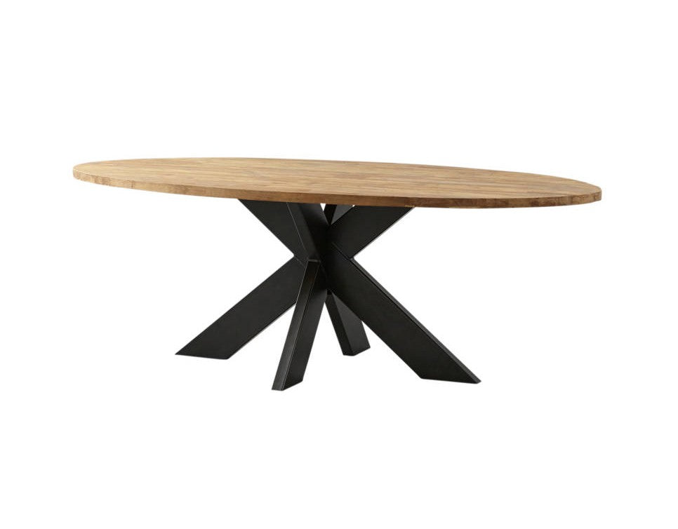 HSM Collection - Ovaler Tischplatte - 220x110x4 - Natur - Teak