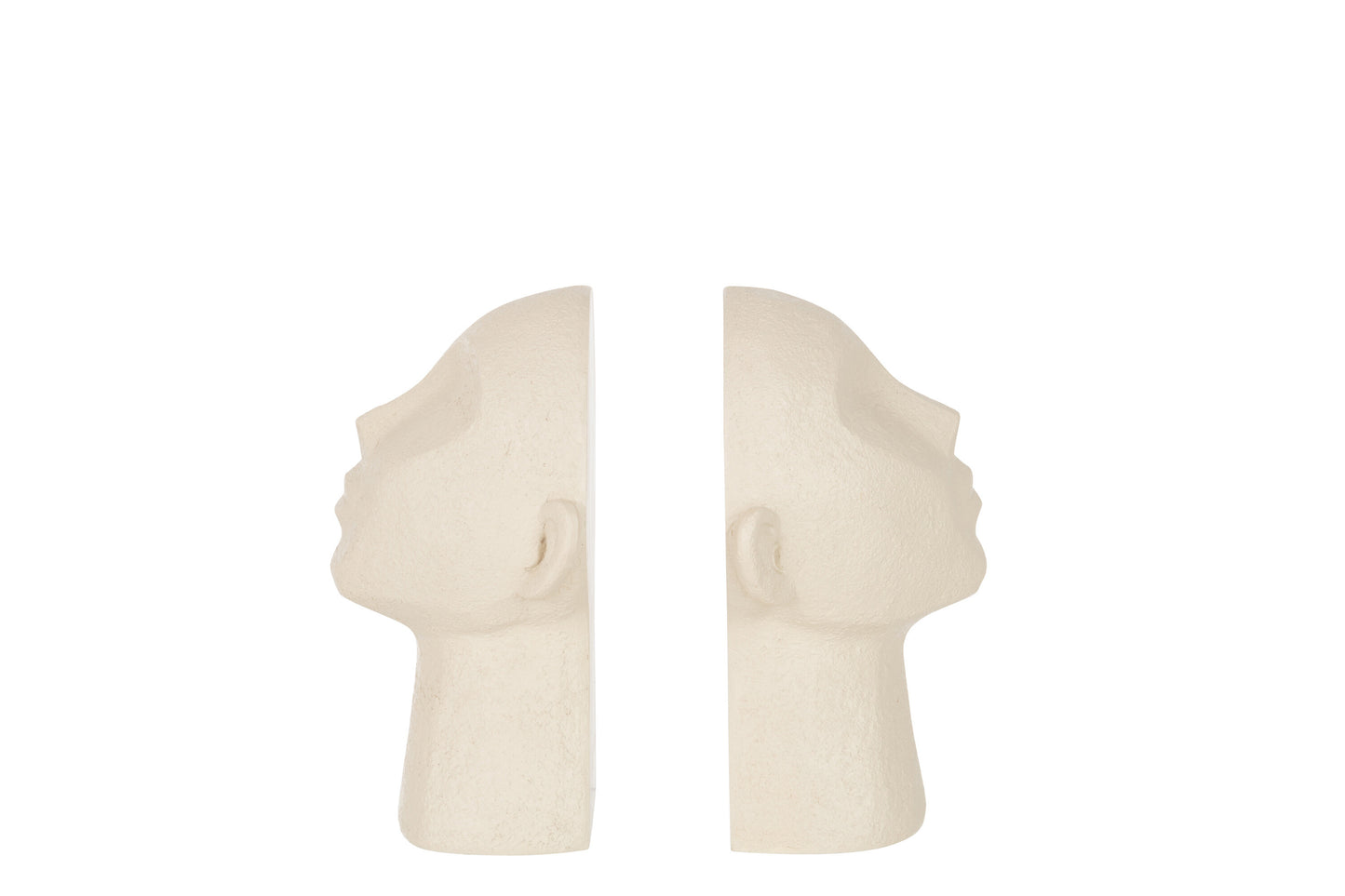 SET VON 2 BÜCHERSTÜTZE KOPF ABSTRAKT POLY BEIGE