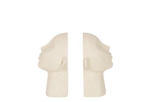SET VON 2 BÜCHERSTÜTZE KOPF ABSTRAKT POLY BEIGE